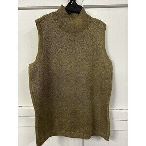 Evan Picone‎ Sleeveless Turtleneck Sweater Gold Metallic - Women's Small